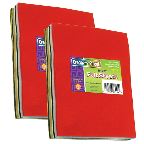 CREATIVITY STREET Felt Sheets Assorted Colors 1 lb. Per Pack 2 Packs CK-3904-2