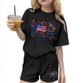 thumbnail image 2 of Auroural Toddler Girls Sets 3T - 4T Children's Summer Independence Day Printing Floral Printing Leisure Round Neck Short Sleeves Top Shorts Two-Piece Set Kids, 2 of 7
