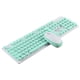 thumbnail image 1 of Juego de teclado y mouse Kit de mouse de teclado inalámbrico de 2.4Ghz con tapas de teclas redondas retro Suministros de oficina, Verde kenally EL001628-01B, 1 of 2