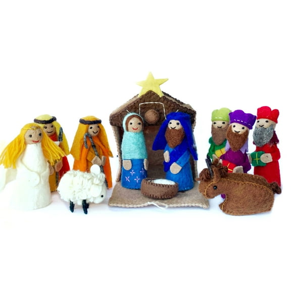 Colorful Felt Nativity Set - Handmade, Fair Trade Christmas from Nepal