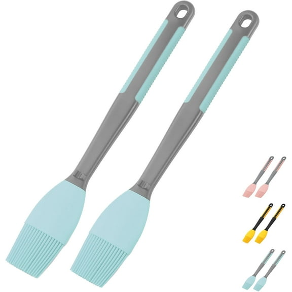 Silicone Pastry Basting Brush - 2Pcs Extra Long Silicone Basting Brush for Grilling,2inch Wide Heat Resistant Brushes Spread Oil Butter Sauce Marinade for Cooking Baking BBQ(Blue 2)