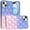 Light Blue /Light Pink, variant on Designed for Apple iPhone 14 / iPhone 13 (6.1") Fashion Flower Design Sparkle Glitter Shimmer Rhinestone Bling Leather Feel Thick TPU Rubber Hard PC Phone Case Cover - Dark Blue /Burgundy