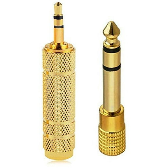 6.35mm to 3.5mm Stereo Adapter Gold (2 Pack, Mixed)