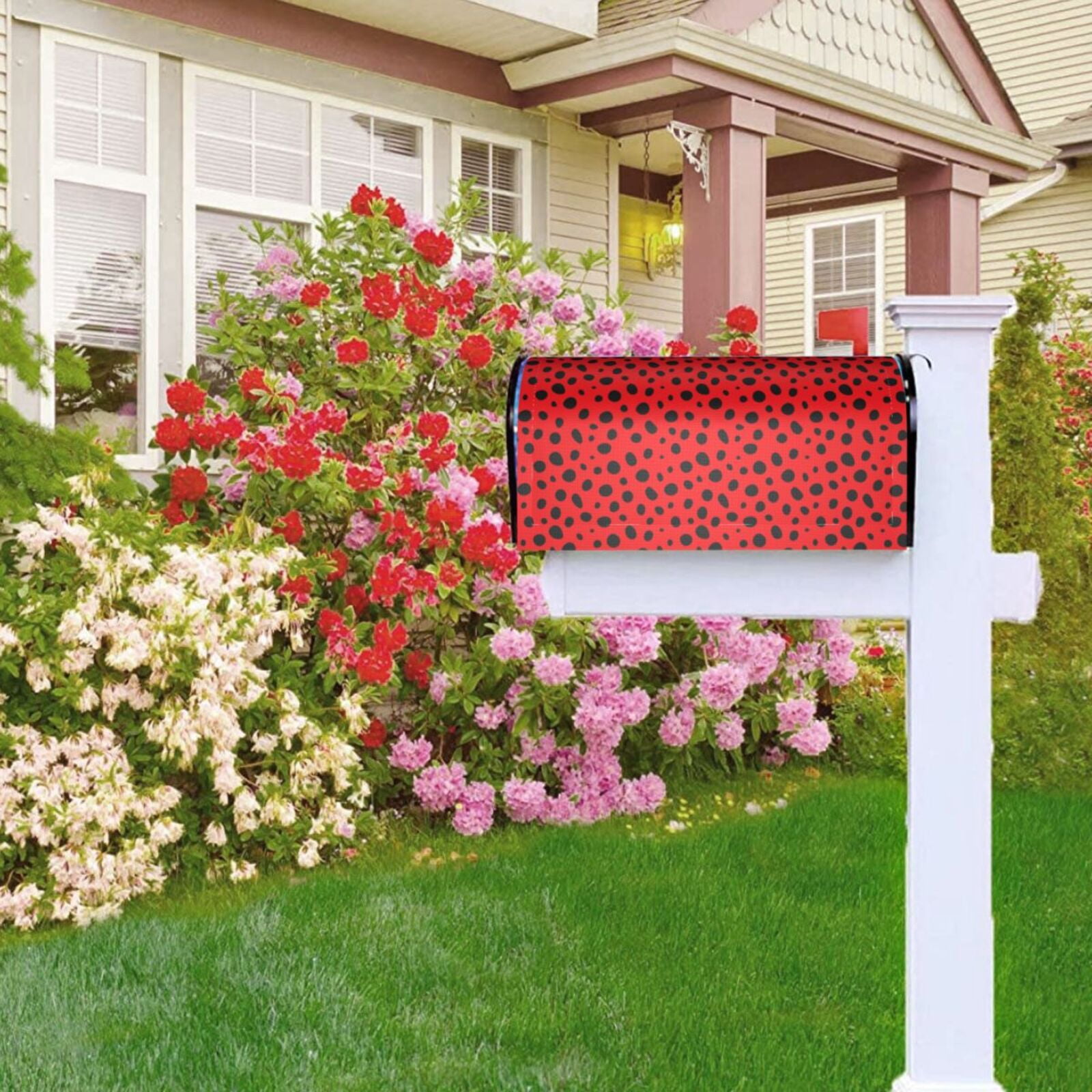 Logiee Ladybug Dotted Print Post Letter Box Wrap Decor, Mailbox Cover Suitable for Standard Mailbox and Large Size Mailbox,Outdoor Yard Decoration-21x18 in