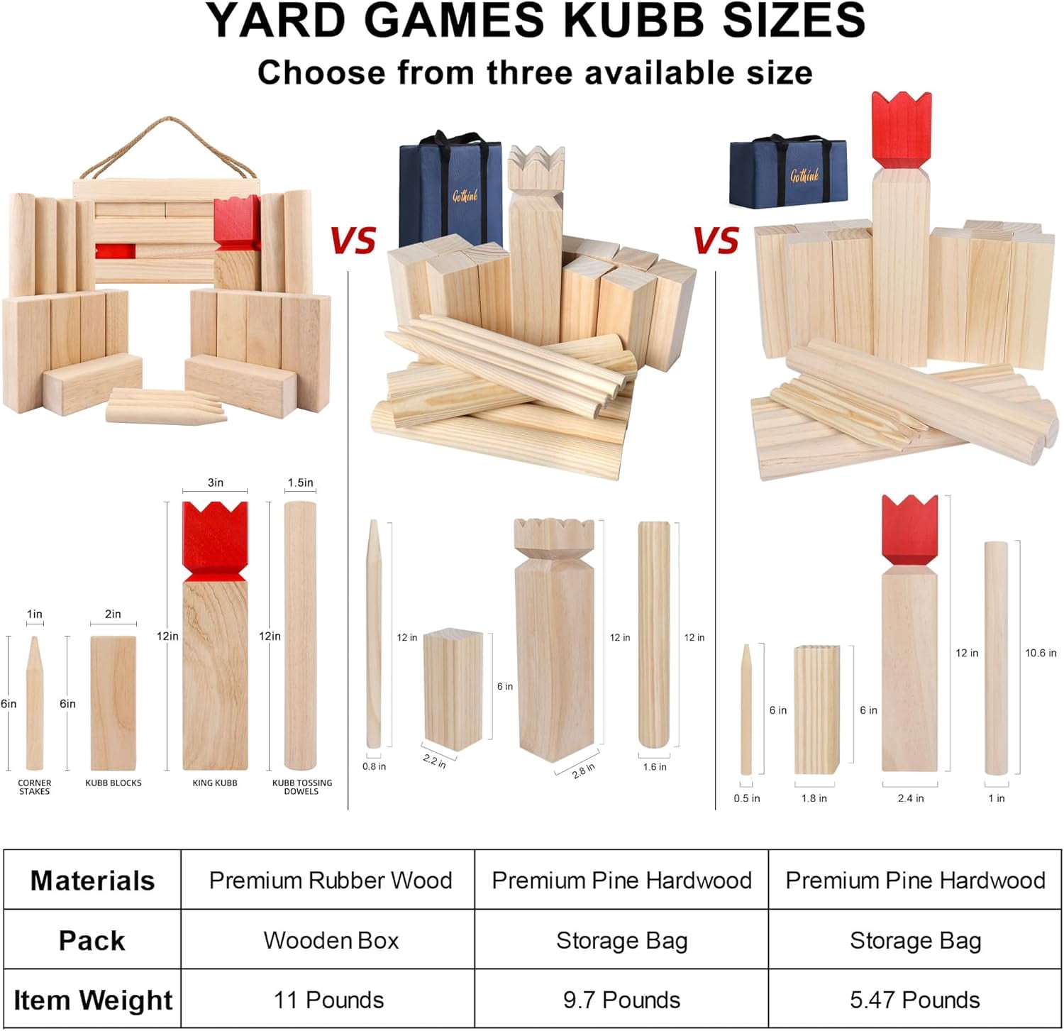 Kubb Yard Game Set - Fun, Interactive Outdoor Family Games for Adults and Kids, Durable Blocks with Travel Bag, Perfect for Backyards, Lawn, and Beach