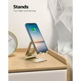 thumbnail image 3 of Dual Folding Cell Phone Stand, Fully Adjustable Foldable Desktop Phone Holder Cradle Dock Compatible with Phone 16 15 14 13 12 11 Pro Xs Xs Max Xr X 8, Nintendo Switch, All Phones - Gold, 3 of 6
