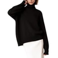 thumbnail image 1 of Women's Long High Neck Solid Ribbed Knit Lightweight Pullover Sweater Top, 1 of 6