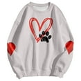 thumbnail image 4 of Arlun Womens Dog Mama Sweatshirts Dog Paw Printed Love Heart Graphics Long Sleeve Crewneck Pullovers Soft Comfortable Loose Thin Casual Hoodless Tops Grey XXL, 4 of 4