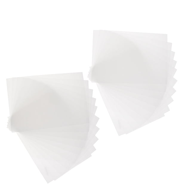 hojas de papel termocontraíble sunnimix 20x29cm hojas termoencogibles paquete transparente de 20 piezas 20x29cm (7.87x11.42in) papel termoencogible de 0.3mm, hojas apiladas en abanico sobre fondo blanco. Apto para dibujar, recortar y hornear para crear llaveros o colgantes decorativos.