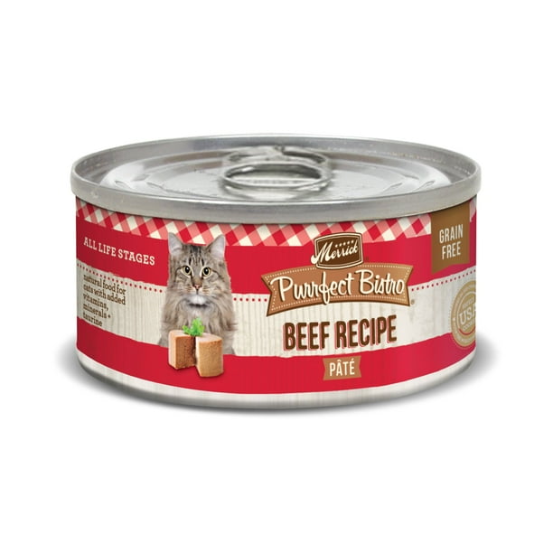 Merrick Purrfect Bistro Grain Free Wet Cat Food Beef Recipe Pate 3 oz