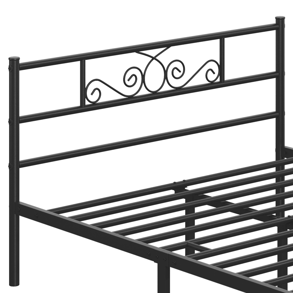Renwick Modern Scroll Metal Platform Bed for Adult, Black, Full