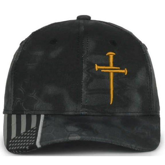 Christian Hats for Men Women Jesus 3 Nail Cross GOLD CROSS Hat