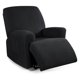 thumbnail image 1 of Nvzi Funda de sofá elástica de jacquard, funda de sofá de forro polar, funda de sillón reclinable para sala de estar, fácil de instalar, lavable, protector de sofá para 1 asiento (negro), 1 of 4