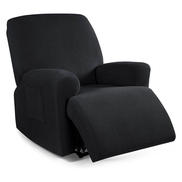 Nvzi Funda de sofá elástica de jacquard, funda de sofá de forro polar, funda de sillón reclinable para sala de estar, fácil de instalar, lavable, protector de sofá para 1 asiento (negro)
