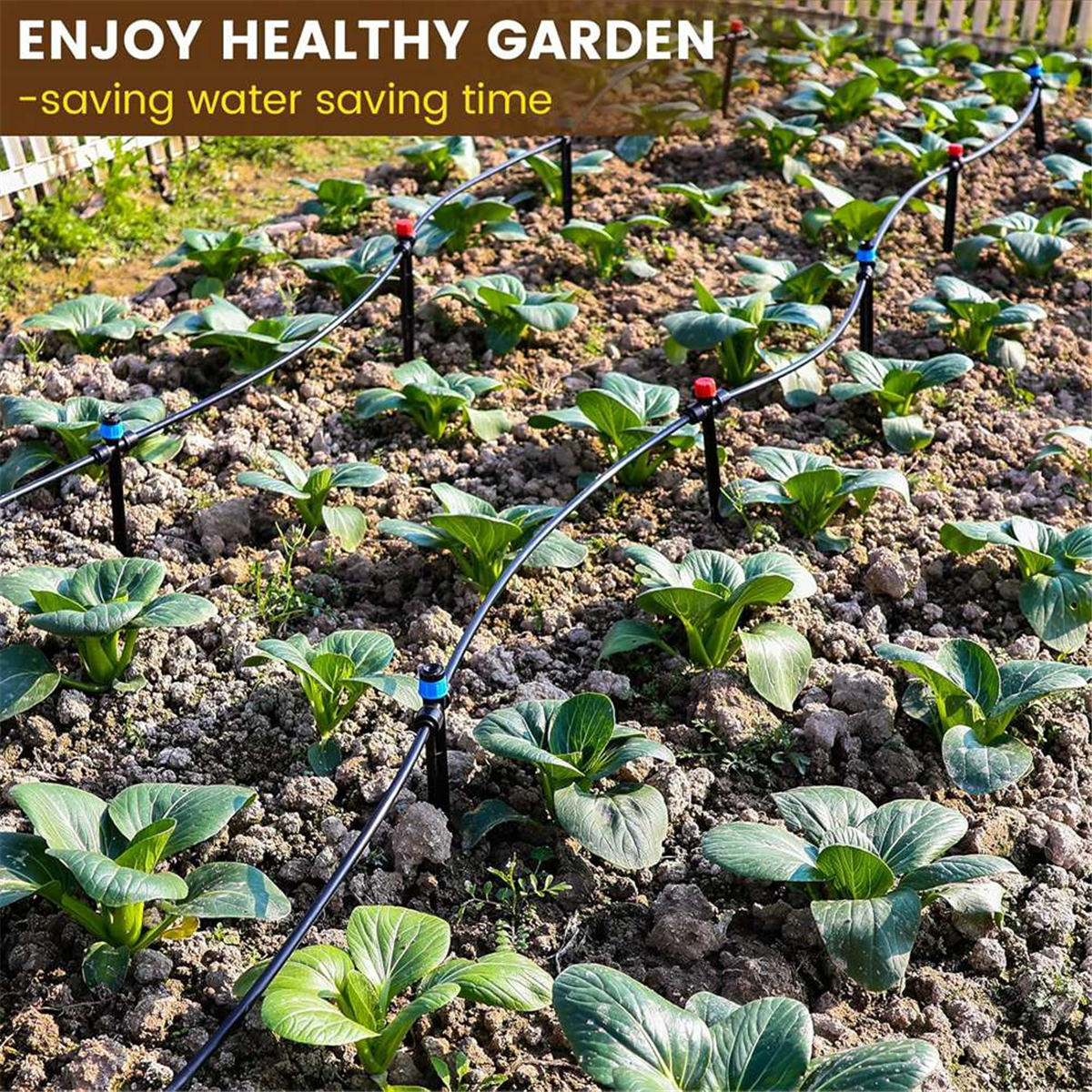 110FT Quick-Connect Drip Irrigation Kit, Garden Watering System DIY Automatic Irrigation Equipment Set for Lawn Raised
