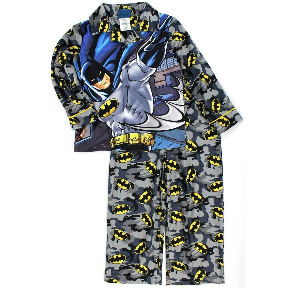 Batman Boys Pajama Long Sleeve Coat and Lounge Pants Sleepwear Set