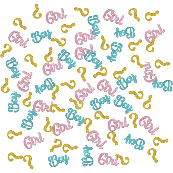 Boy or Girl Glitter Confetti, Baby Shower Table Decorations, Gender Reveal Paper Scatter, Staches or Lashes Table Decorations, 120pcs