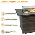 thumbnail image 2 of 44" Propane Gas Fire Pit Table, 50000 BTU Rectangular Fire Pit, Tile Tabletop with Beautiful Wicker Base for Outside Patio Deck Garden Courtyard, 2 of 7