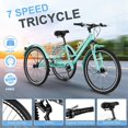 thumbnail image 3 of Mooncool Mountain Tricycle for Adults, 7 Speed Three Wheel Bike, 24/26/27.5 Inch Adults Trikes with Shopping Basket, Exercise Men's Women's Tricycles, 3 of 6