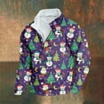 thumbnail image 2 of JSheng Christmas Men's Casual Sweatshirts Fashion Hoodless Printed Stand Collar Half Zipper Long Sleeved Loose Top Purple XXXXL, 2 of 3