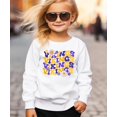thumbnail image 4 of Vikings Team Sweatshirt for Women, Teens & Kids Floral Groovy Sports Team Sweater White Sweatshirt Youth XS, 4 of 5