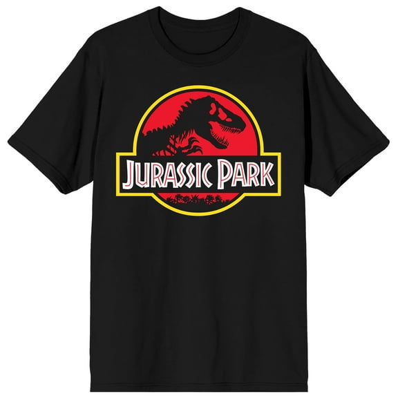Jurassic Park Logo on Black Short Sleeve Adult T-Shirt-XS