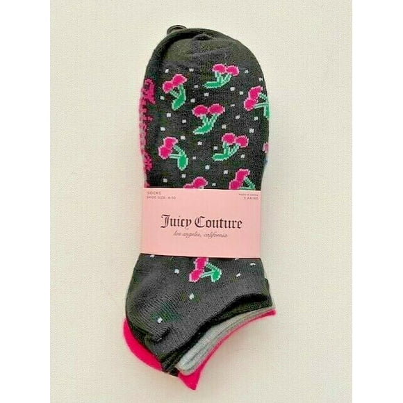Juicy Couture Set of 5 Pair Pack Ankle Socks Cherry Strawberry Print