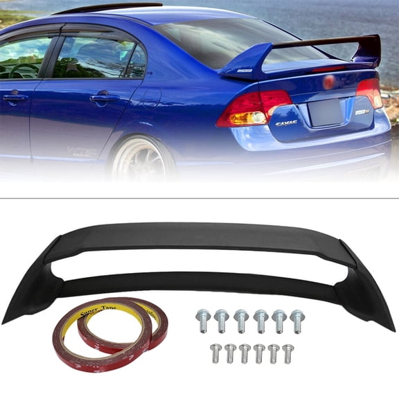 Fit for 06-11 Honda Civic 4DR Sedan Unpainted Mugen Style RR Trunk Wing Spoiler
