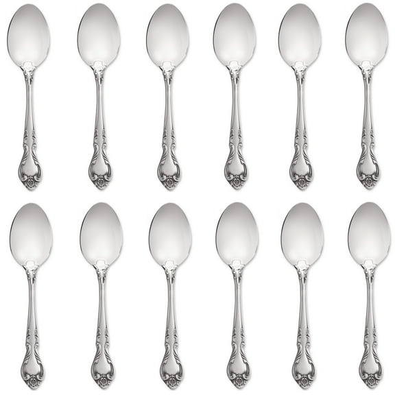Lyon Queens Fancy 18/8 Stainless Steel Teaspoon (Set of Twelve)