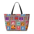 thumbnail image 2 of Beach Bag - Sumer Stamp Pattern Large Beach Tote Bag, Beach Bags For Women With Zipper Beach Essentials, Swim Pool Bag Large Tote, 2 of 7