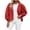Red, variant on Women's Half Sleeve Hooded Jacket Lightweight Casual Solid Color Zip Up Summer Spring Beach Cover Up with Puff Sleeves