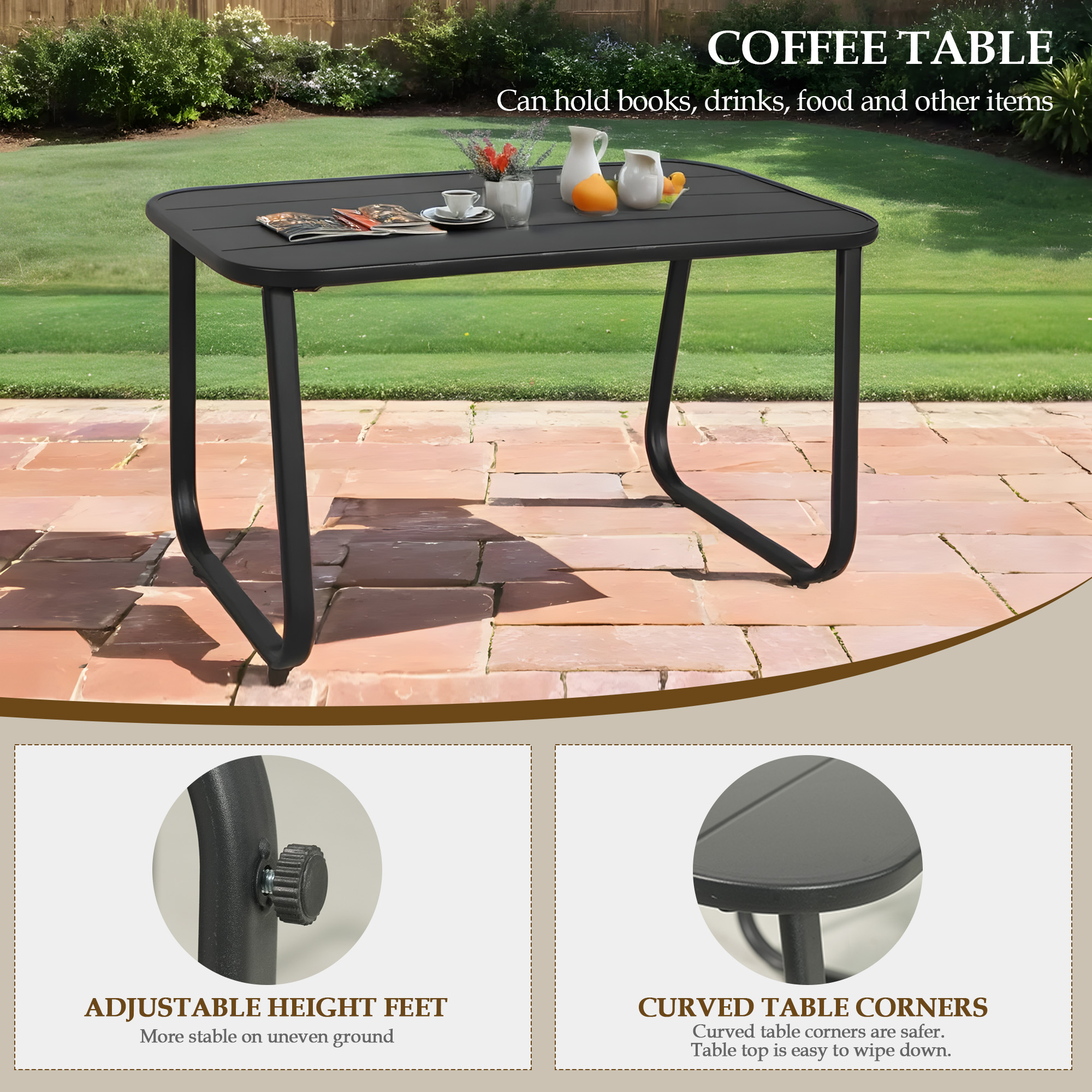 4-Piece Patio Furniture Set, Textilene Outdoor Conversation Set with 2 Rocking Chairs and Coffee Table (Gray)