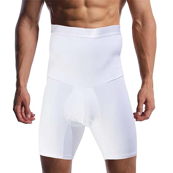 Men's High Waisted Silicone Slip Shapewear Shorts for Flat Tummy and Leg Support