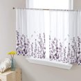 thumbnail image 3 of Sheer Curtains 54 inches Long, Retro Purple Flowers Floral Dragonfly Light Filtering Sheer Window Curtains Rod Pocket Voile Drapes for Bedroom Living Room, 52"W x 54"L 2 Panels, 3 of 7