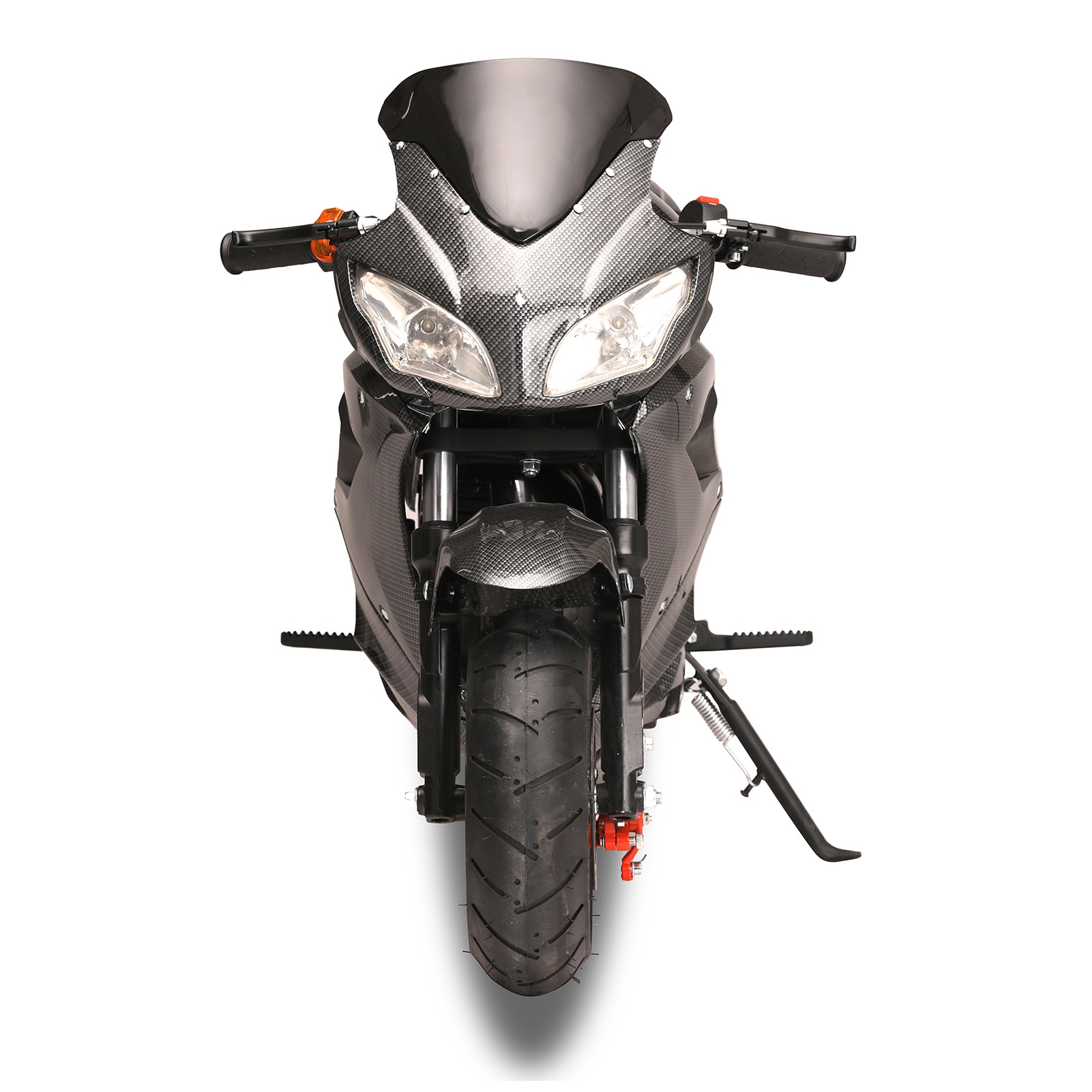AQCW 49cc 4-Stroke Pocket Rocket Motorcycle, Gas Tank Mini Motorbike with Front Rear Disc Brakes, Racing Max Speed 25mph, Dual Headlights Black