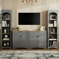 thumbnail image 5 of Harper & Bright Designs 3-Piece Wooden TV Stand Set with Bookshelf for 70 inch TV, TV Storage Cabinet with Adjustable Shelves, Mid-Century Entertainment Center Console Table for Living Room, Grey, 5 of 20