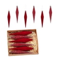 thumbnail image 2 of 6-Piece Flocked Red Finial Drop Christmas Ornaments, Velvet Teardrop Baubles with Rich Plush Texture, Hanging Tree Decor for Warm Holiday Displays, 2 of 7