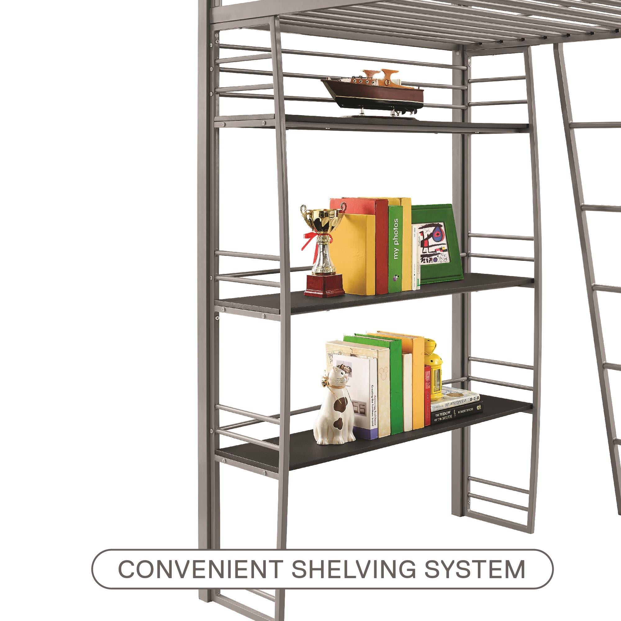 Dhp studio loft bunk bed over desk and bookcase with metal frame discount