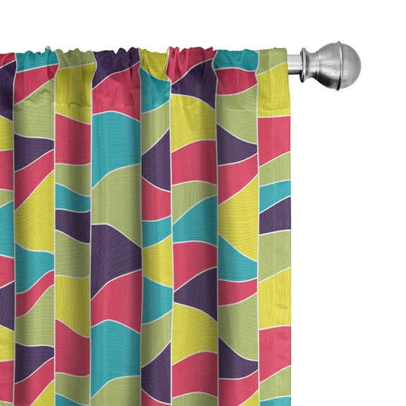 Ambesonne Colorful Curtains, Mosaic Trapezoid Art, Pair of 28"x63", Multicolor