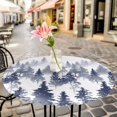 thumbnail image 3 of Pine Tree Elastic Fitted Round Table Cover Nature Foggy Forest Blue Ombre Waterproof Outdoor Tablecloth for Holiday Party, Picnic, Patio & Dining Fits Tables Up to 36"-44", 3 of 8