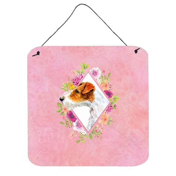 Jack Russell Terrier #2 Pink Flowers Wall or Door Hanging Prints