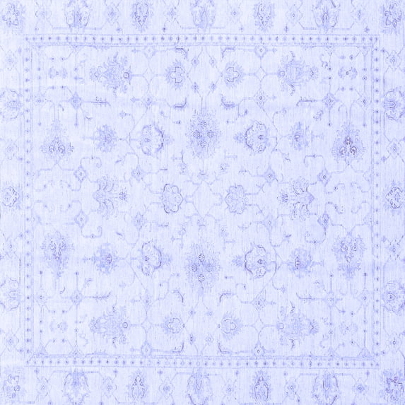 Ahgly Company Machine Washable Indoor Square Oriental Blue Traditional Area Rugs, 3' Square