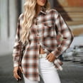 thumbnail image 4 of TTUHYWXI Flannel Shirt Women Plaid Shirts Button Down Long Sleeve Oversized Cotton Fitted Boyfriend Casual Blouse Tops (Orange, S), 4 of 8