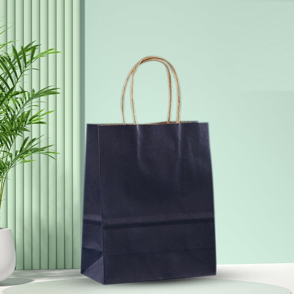 Blue Kraft Paper Tote Bag Large Vertical 26X12X31Inch, Reusable For Milk Tea/Bakery Takeout, Christmas Festival Shopping Gift Packaging, Food Dery & Retail Shopping Bags