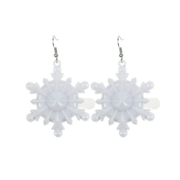 Cute Christmas Snowflake LED Hook Hoop Earrings for Women Glowing in The Dark Huggie Dangle Drop Earring