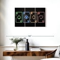 thumbnail image 3 of Elephant Stock Neon Playing Cards Wall Art - Horizontal Multi Panel Canvas - Living Room Wall Decor - Hobbies And Lifestyle Multi Panel - Black And Green Decor - 33" x 20", 3 of 8