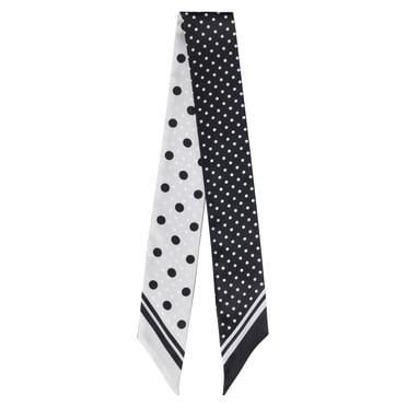 No Boundaries Women's Skinny Scarf Wrap, Black and White Polka Dot, Fashion Accessory for All Ages