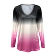 thumbnail image 5 of IROINNID Womens Long Sleeve V-Neck Shirts Home Loose Tie-Dye Printing Blouse T-shirt Tops,Pink, 5 of 5