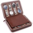 thumbnail image 1 of FETCOI 8 Slots Watch Storage Bag, PU Leather Watch Display Holder Case, Portable 8 Grids Travel Watch Box with Zipper, Multifunctional Jewelry Storage Bag (Brown), 1 of 7