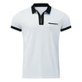 thumbnail image 4 of Sngxgn Men's Slim Fit Short Sleeve Polo Shirt(White,M), 4 of 5